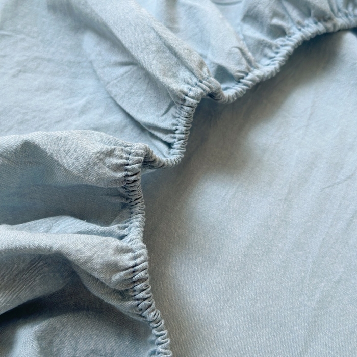 91家纺网 家纺一手货源 找家纺 良品汇馆 2025【学生三件套】纯棉学生宿舍三件套床品件套格子纯色单人上下铺0.9床笠 奶白蓝