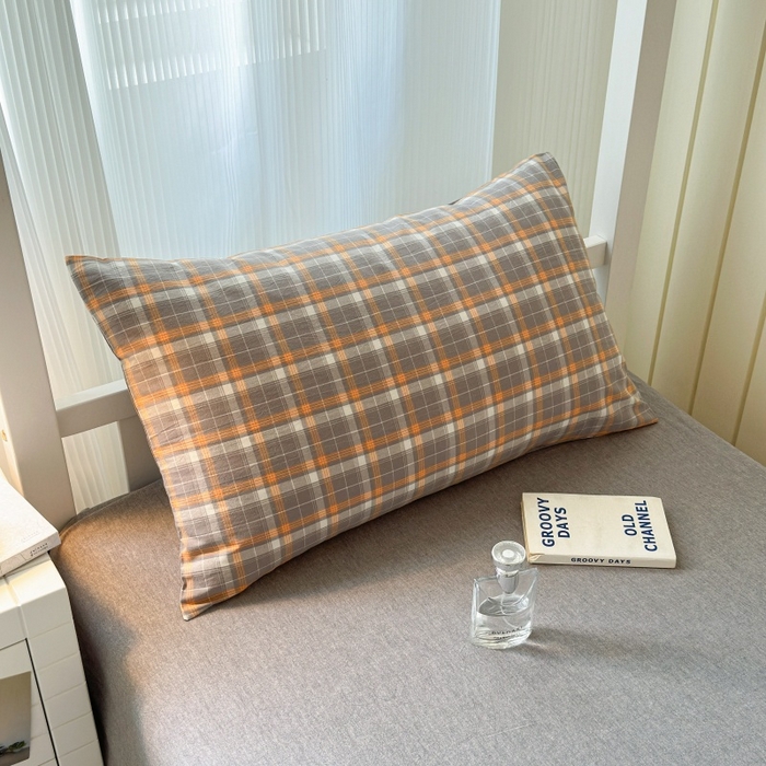 91家纺网 家纺一手货源 找家纺 良品汇馆 2025【学生三件套】纯棉学生宿舍三件套床品件套格子纯色单人上下铺0.9床笠 映像格灰