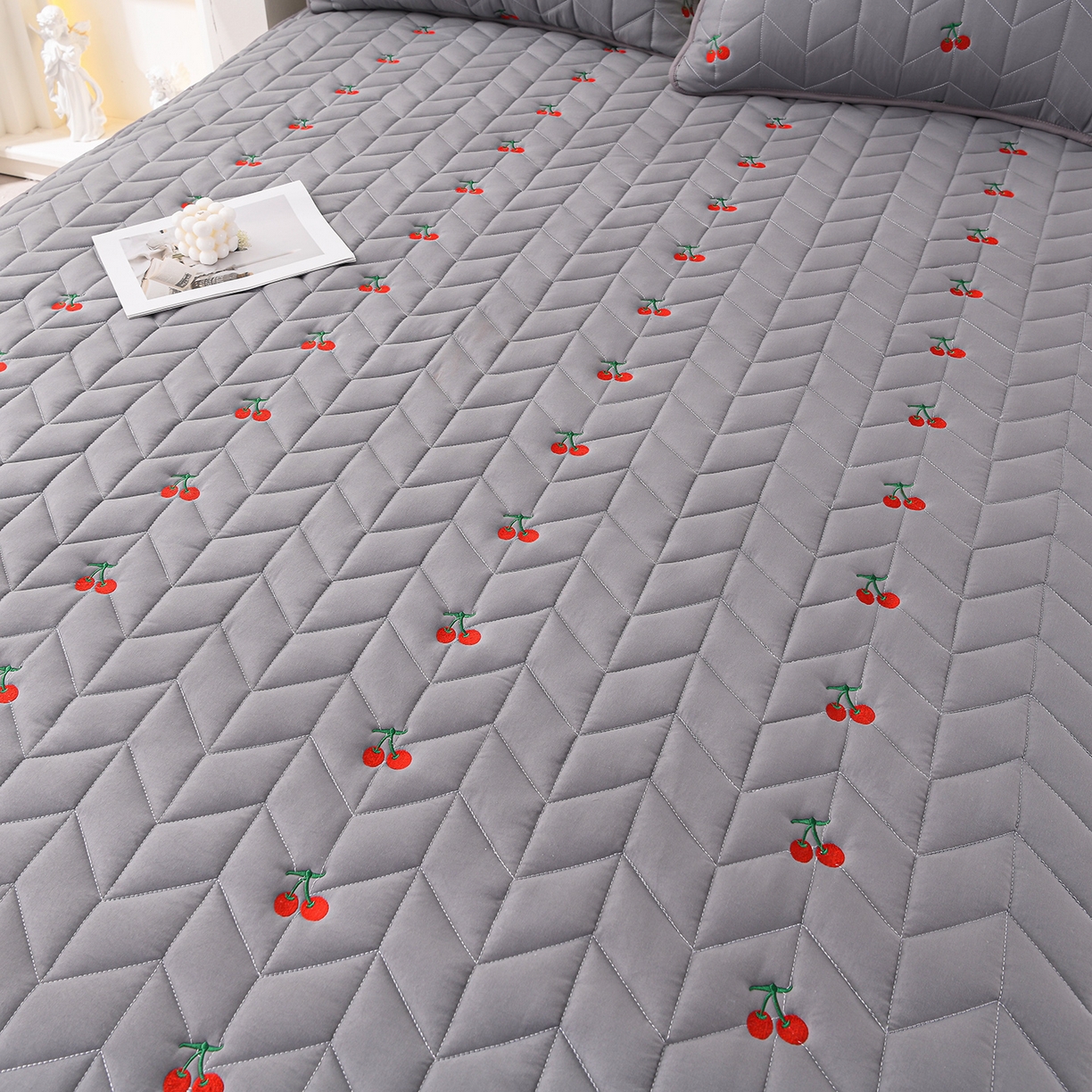 91家纺网 家纺一手货源 找家纺 推推家纺 2025新款A类水洗棉床笠单品床笠床笠单件 樱桃-深灰