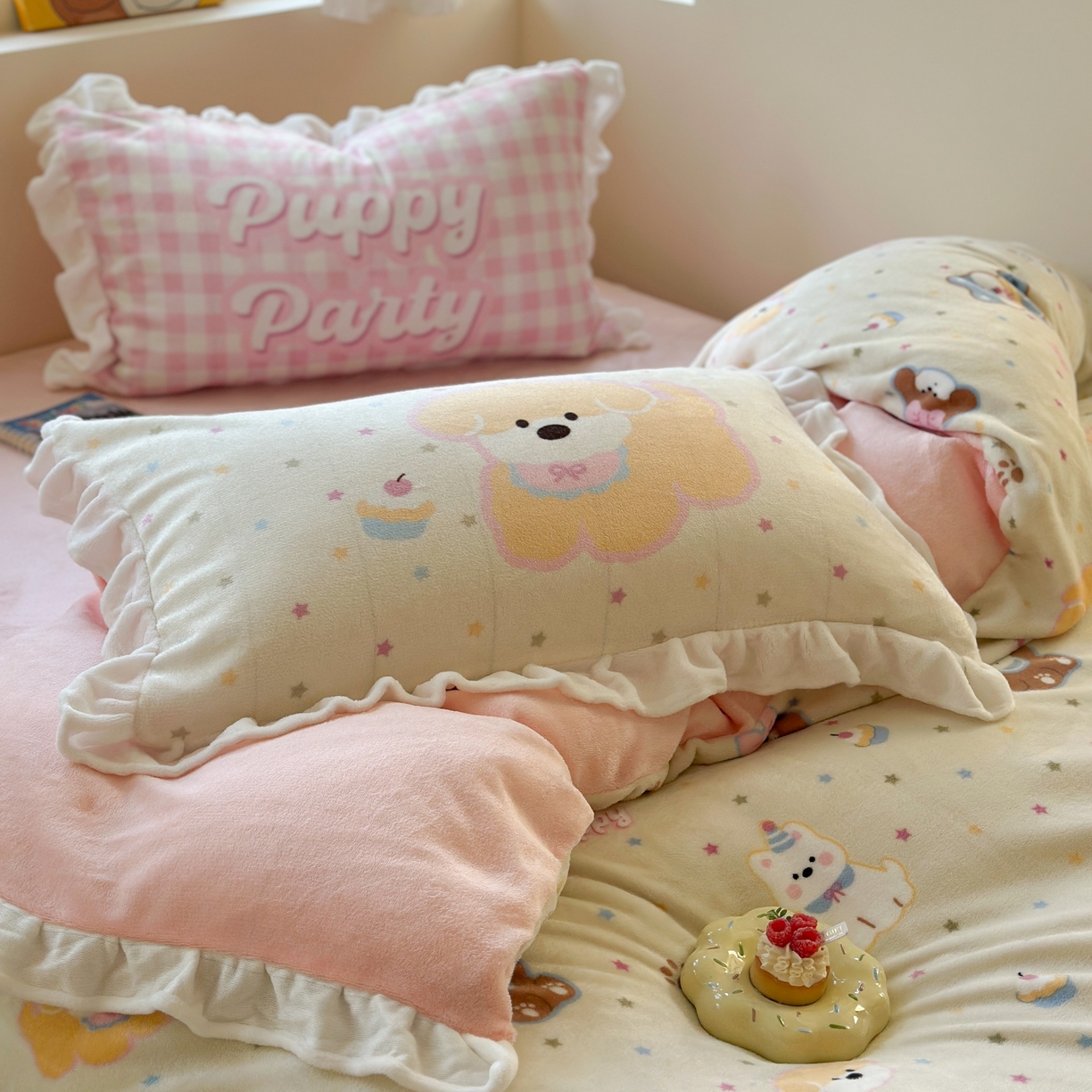 91家纺网 家纺一手货源 找家纺 （总）美乐迪家纺 2025新款加厚牛奶绒花边四件套