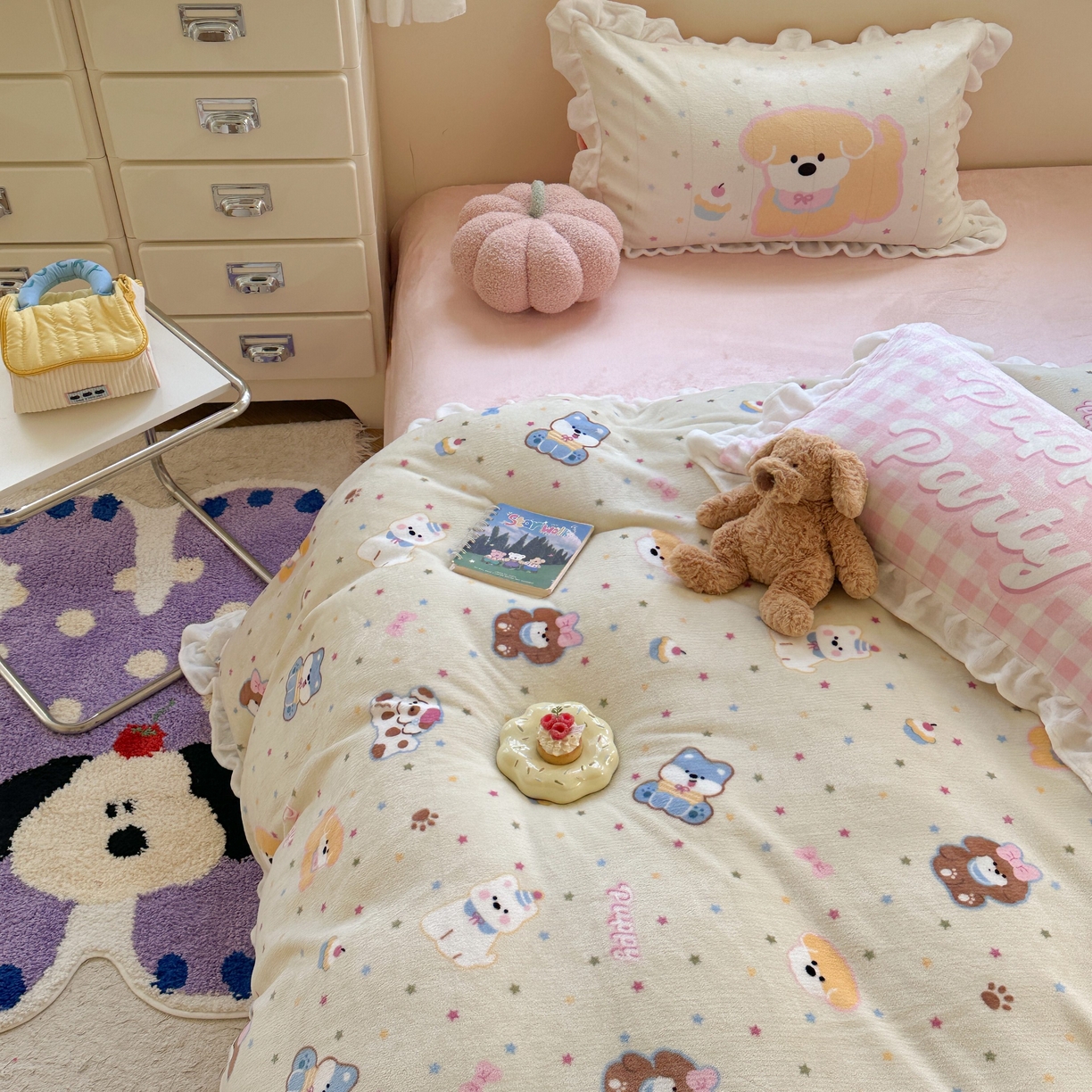 91家纺网 家纺一手货源 找家纺 （总）美乐迪家纺 2025新款加厚牛奶绒花边四件套