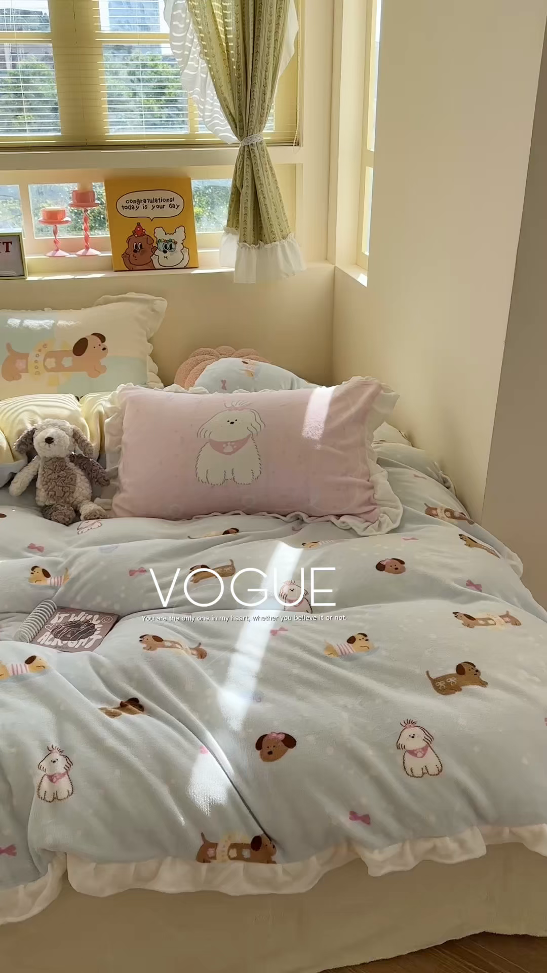 91家纺网 家纺一手货源 找家纺 美乐迪家纺 2025新款加厚牛奶绒花边四件套 香肠狗