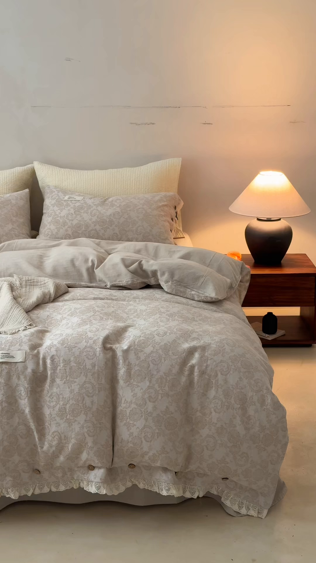 91家纺网 家纺一手货源 找家纺 大彩家居 2025新款棉麻提花四件套 复古花韵