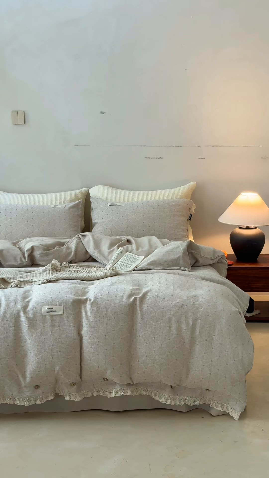 91家纺网 家纺一手货源 找家纺 大彩家居 2025新款棉麻提花四件套 素简