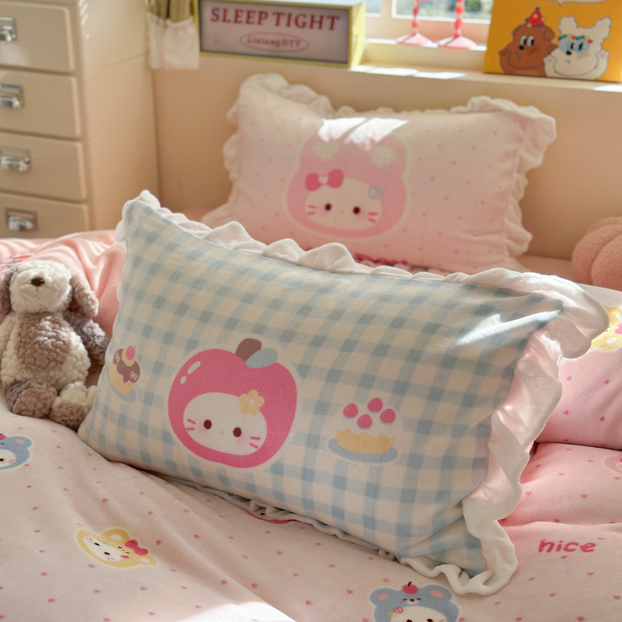 91家纺网 家纺一手货源 找家纺 美乐迪家纺 2025新款加厚牛奶绒花边四件套 甜心派对