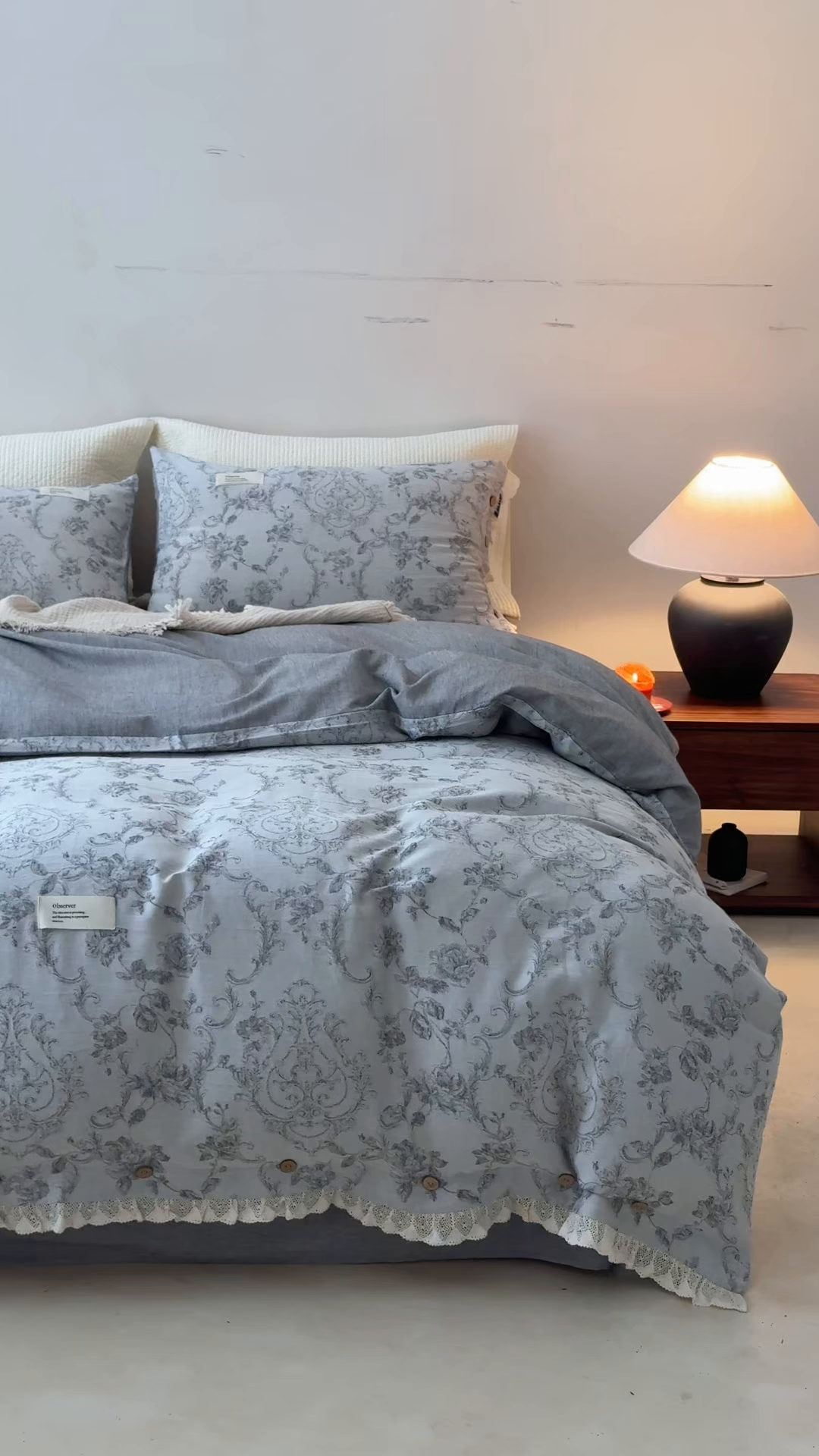 91家纺网 家纺一手货源 找家纺 大彩家居 2025新款棉麻提花四件套 洛可花影