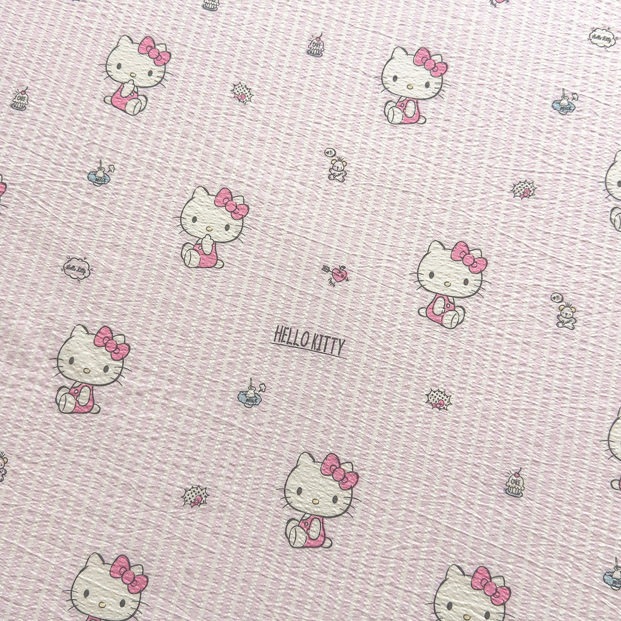 91家纺网 家纺一手货源 找家纺 梦庭帛美 2025新款高克重110克云感提花皱皱纱正版三丽鸥床笠 条纹KT