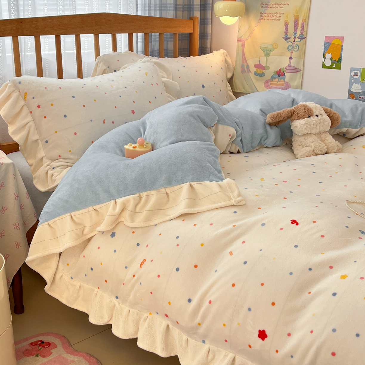 91家纺网 家纺一手货源 找家纺 （总）川悦生活 2025新款A类韩版花边牛奶绒四件套