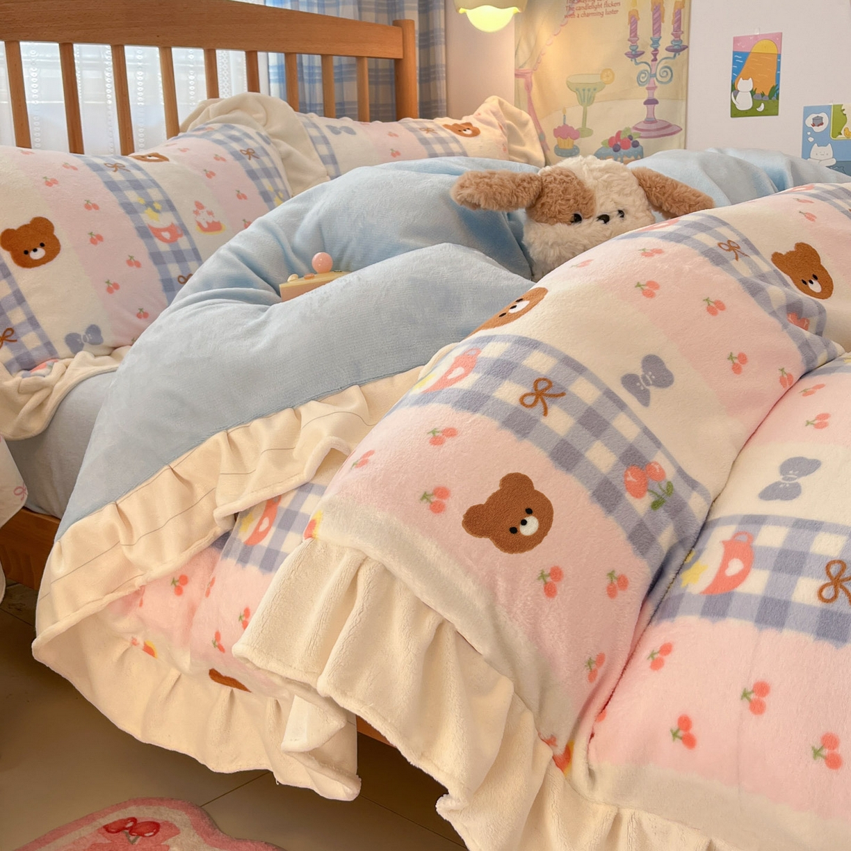 91家纺网 家纺一手货源 找家纺 （总）川悦生活 2025新款A类韩版花边牛奶绒四件套