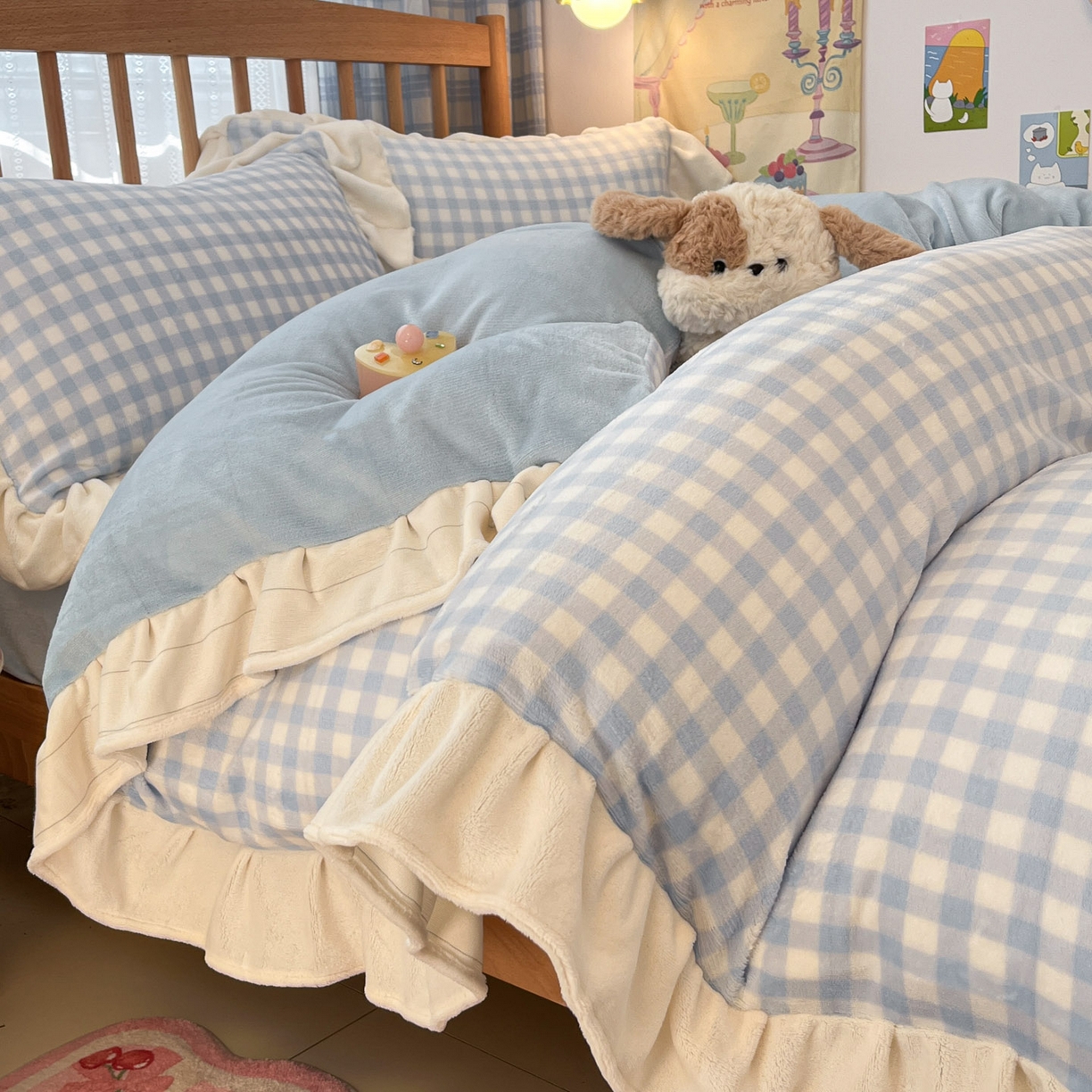 91家纺网 家纺一手货源 找家纺 （总）川悦生活 2025新款A类韩版花边牛奶绒四件套