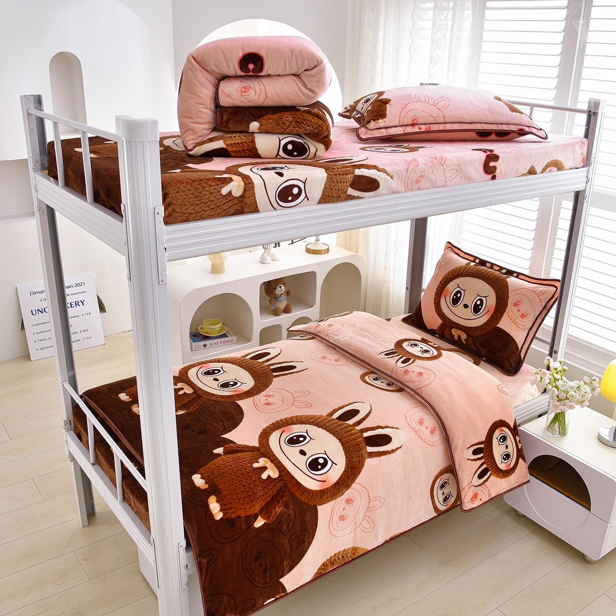 （总）绒品荟家纺 2025新款加厚牛奶绒三件套金貂绒法莱绒冬季床单款床笠款学生宿舍单人三件套