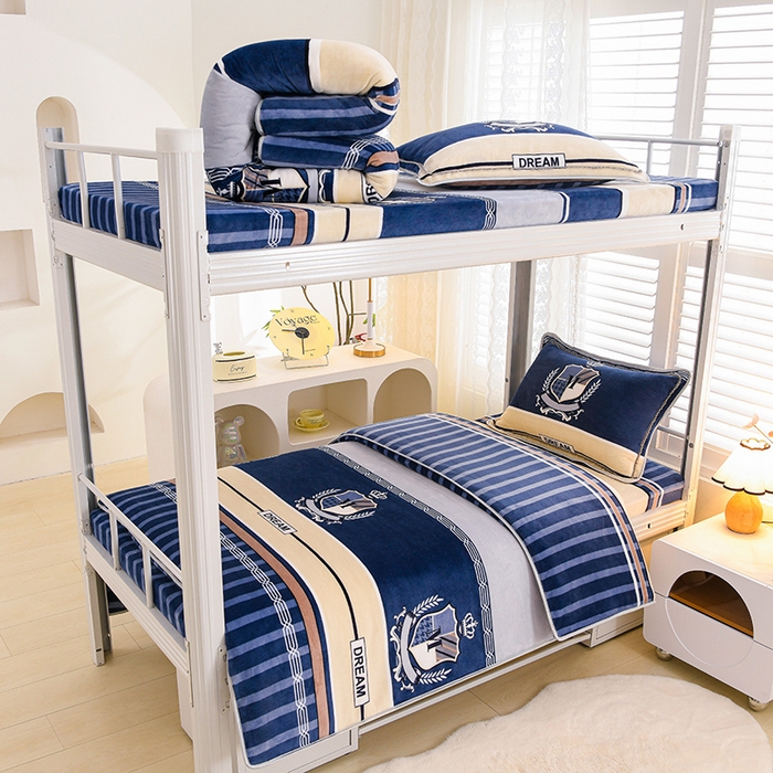 91家纺网 家纺一手货源 找家纺 （总）绒品荟家纺 2025新款加厚牛奶绒三件套金貂绒法莱绒冬季床单款床笠款学生宿舍单人三件套