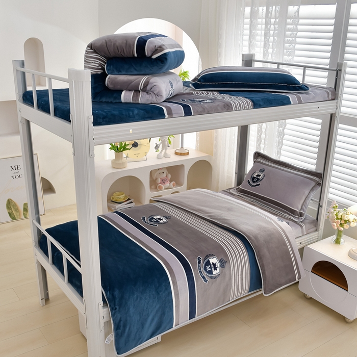 91家纺网 家纺一手货源 找家纺 （总）绒品荟家纺 2025新款加厚牛奶绒三件套金貂绒法莱绒冬季床单款床笠款学生宿舍单人三件套