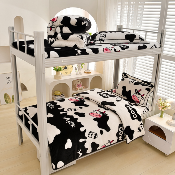 91家纺网 家纺一手货源 找家纺 （总）绒品荟家纺 2025新款加厚牛奶绒三件套金貂绒法莱绒冬季床单款床笠款学生宿舍单人三件套