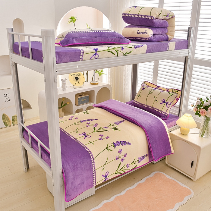 91家纺网 家纺一手货源 找家纺 （总）绒品荟家纺 2025新款加厚牛奶绒三件套金貂绒法莱绒冬季床单款床笠款学生宿舍单人三件套