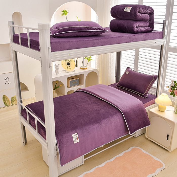 91家纺网 家纺一手货源 找家纺 （总）绒品荟家纺 2025新款加厚牛奶绒三件套金貂绒法莱绒冬季床单款床笠款学生宿舍单人三件套