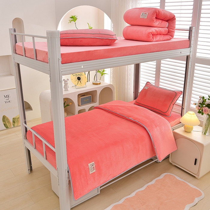 91家纺网 家纺一手货源 找家纺 （总）绒品荟家纺 2025新款加厚牛奶绒三件套金貂绒法莱绒冬季床单款床笠款学生宿舍单人三件套