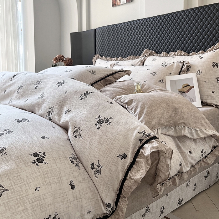 91家纺网 家纺一手货源 找家纺 （总）金纱玉纺家纺 2025新款古法水洗花边床裙床单四件套