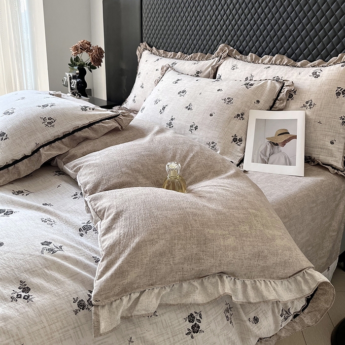 91家纺网 家纺一手货源 找家纺 （总）金纱玉纺家纺 2025新款古法水洗花边床裙床单四件套