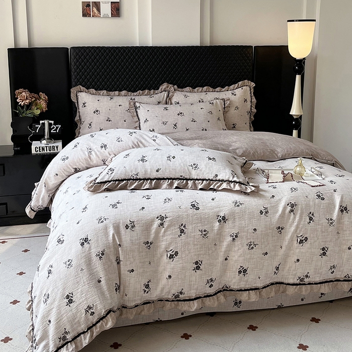 91家纺网 家纺一手货源 找家纺 （总）金纱玉纺家纺 2025新款古法水洗花边床裙床单四件套