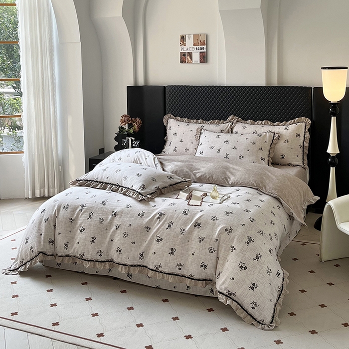 91家纺网 家纺一手货源 找家纺 （总）金纱玉纺家纺 2025新款古法水洗花边床裙床单四件套