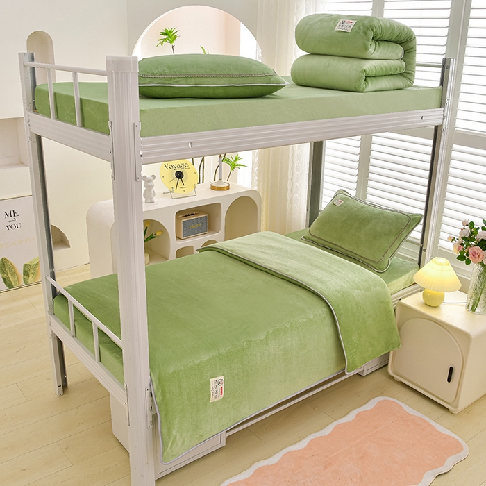 91家纺网 家纺一手货源 找家纺 （总）绒品荟家纺 2025新款加厚牛奶绒三件套金貂绒法莱绒冬季床单款床笠款学生宿舍单人三件套