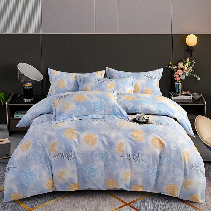 91家纺网 家纺一手货源 找家纺 金纱玉纺 2025年新款加厚四件套 花香满园-蓝