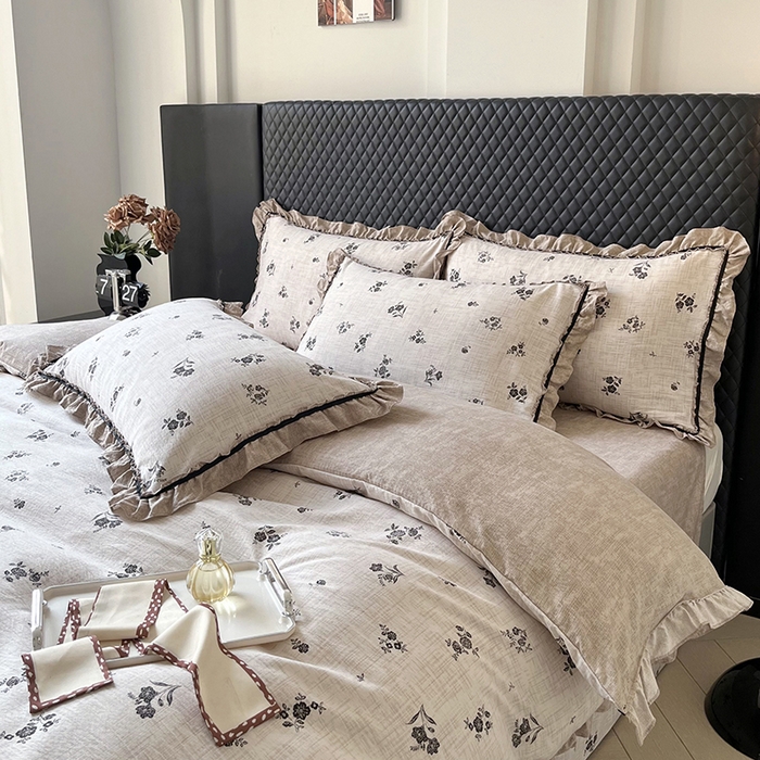 91家纺网 家纺一手货源 找家纺 （总）金纱玉纺家纺 2025新款古法水洗花边床裙床单四件套