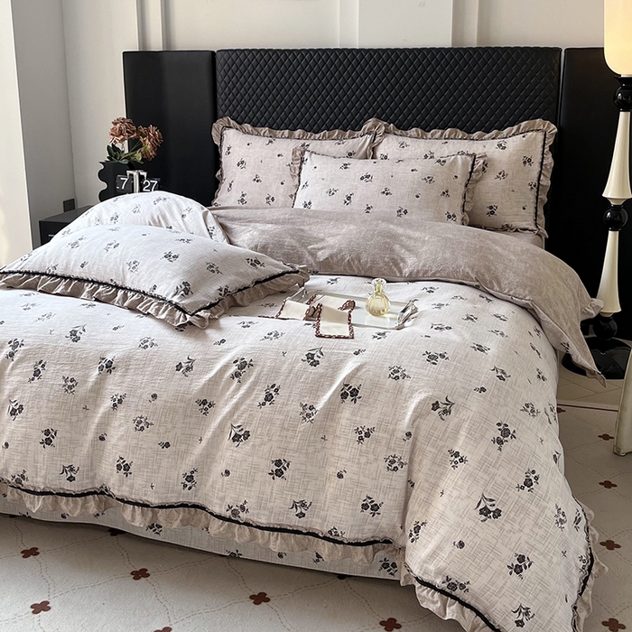 91家纺网 家纺一手货源 找家纺 （总）金纱玉纺家纺 2025新款古法水洗花边床裙床单四件套