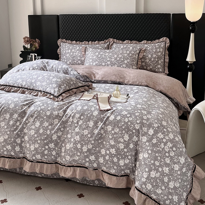 91家纺网 家纺一手货源 找家纺 （总）金纱玉纺家纺 2025新款古法水洗花边床裙床单四件套