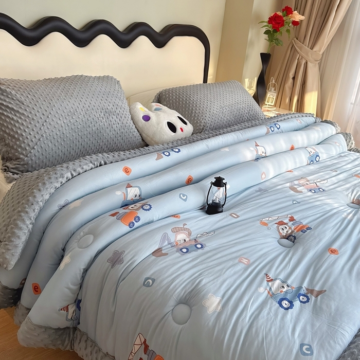 91家纺网 家纺一手货源 找家纺 （总）兜米家居 2025新款针织豆豆绒被纯手工包边卡通立体豆豆绒保暖被被子被芯