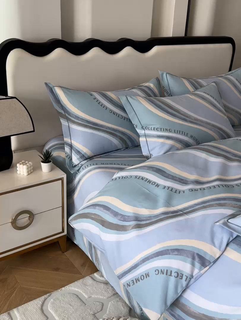 91家纺网 家纺一手货源 找家纺 金纱玉纺 2025年新款加厚四件套 阿尔卑斯-蓝