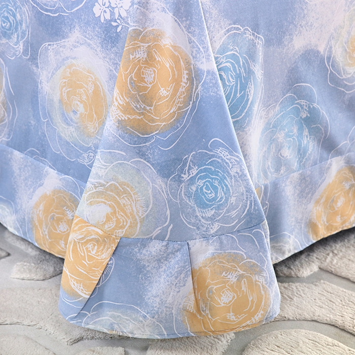 91家纺网 家纺一手货源 找家纺 金纱玉纺 2025年新款加厚四件套 花香满园-蓝