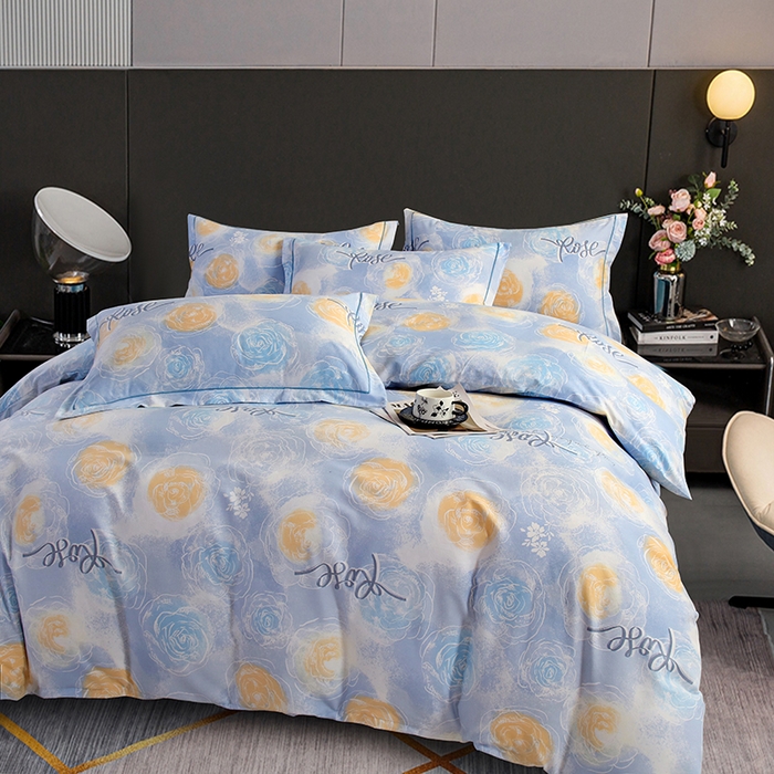 91家纺网 家纺一手货源 找家纺 金纱玉纺 2025年新款加厚四件套 花香满园-蓝