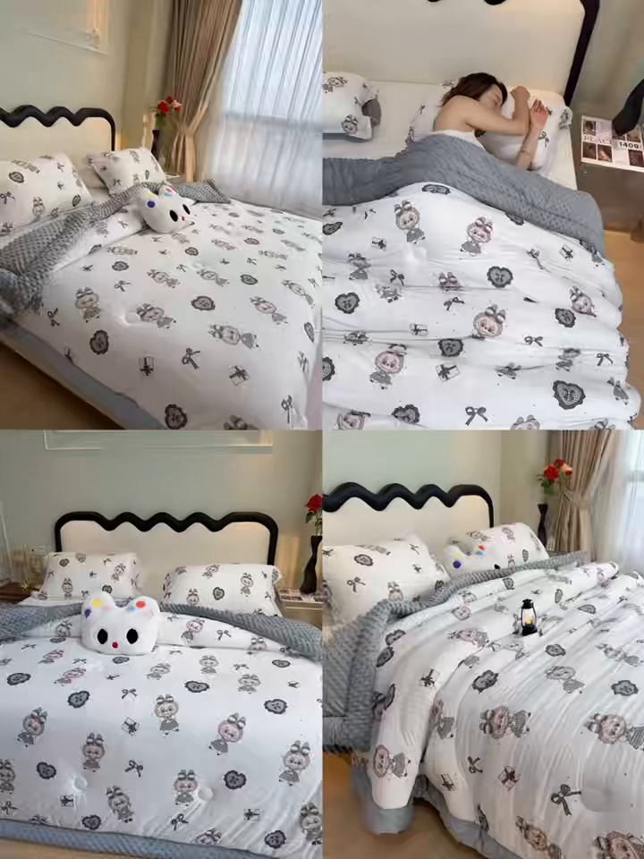 91家纺网 家纺一手货源 找家纺 兜米家居 2025新款针织豆豆绒被纯手工包边卡通立体豆豆绒保暖被被子被芯 拉tutu