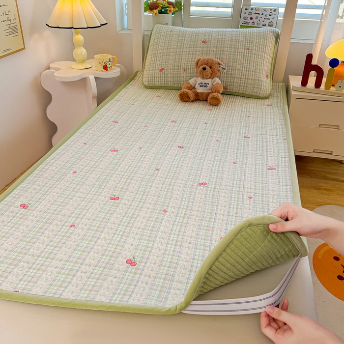 91家纺网 家纺一手货源 找家纺 （总）梵朴 2025新款A类棉加绒一面纯棉一面宝宝婴儿牛奶绒双面可用床盖学生宿舍床垫炕盖-学生床图