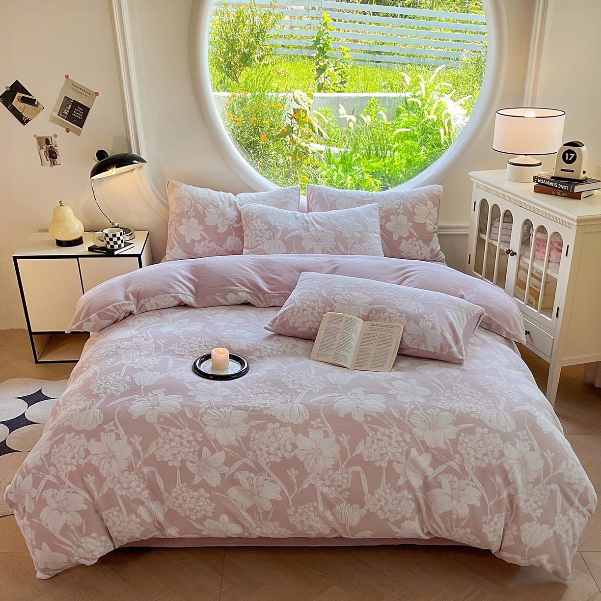 91家纺网 家纺一手货源 找家纺 大境 2025秋冬新款A类230克牛奶绒雕花烂花绒宝宝绒床笠款床单款四件套 花恋