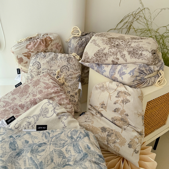 91家纺网 家纺一手货源 找家纺 （总）竹合家纺 2025秋冬新品高克重爆款流苏边色织仿麻复古侘寂风四件套 （零售价格不可低于148元）