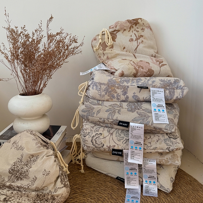 91家纺网 家纺一手货源 找家纺 竹合家纺 2026高克重流苏色织亚麻复古侘寂风小布袋四件套（零售价格不可低于148元） 组合图仅做展示不可下单