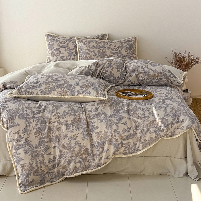 91家纺网 家纺一手货源 找家纺 竹合家纺 2026高克重流苏色织亚麻复古侘寂风小布袋四件套（零售价格不可低于148元） 流苏雨露麻-暗香疏影