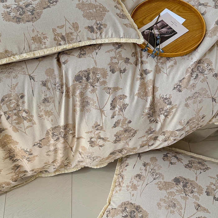 91家纺网 家纺一手货源 找家纺 竹合家纺 2026高克重流苏色织亚麻复古侘寂风小布袋四件套（零售价格不可低于148元） 流苏雨露麻-华尔兹