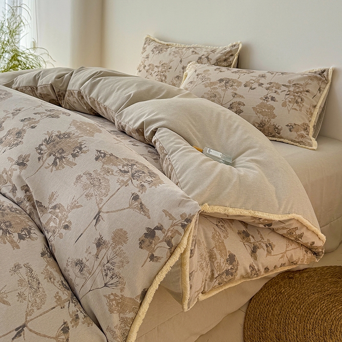 91家纺网 家纺一手货源 找家纺 竹合家纺 2026高克重流苏色织亚麻复古侘寂风小布袋四件套（零售价格不可低于148元） 流苏雨露麻-华尔兹