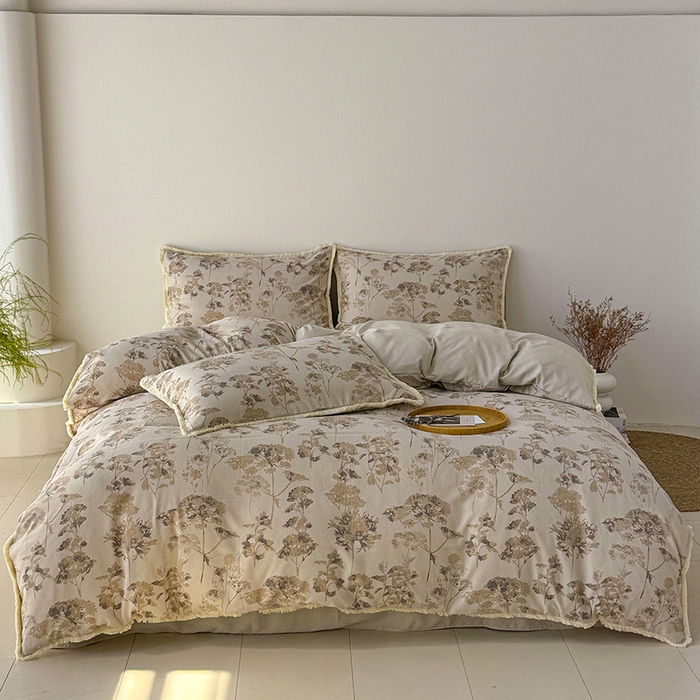 91家纺网 家纺一手货源 找家纺 竹合家纺 2026高克重流苏色织亚麻复古侘寂风小布袋四件套（零售价格不可低于148元） 流苏雨露麻-华尔兹