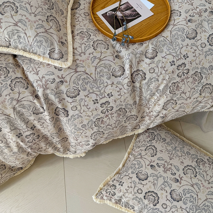 91家纺网 家纺一手货源 找家纺 竹合家纺 2026高克重流苏色织亚麻复古侘寂风小布袋四件套（零售价格不可低于148元） 流苏雨露麻-卢浮秘境