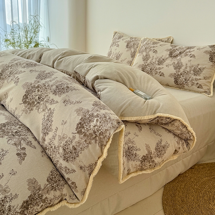 91家纺网 家纺一手货源 找家纺 竹合家纺 2026高克重流苏色织亚麻复古侘寂风小布袋四件套（零售价格不可低于148元） 流苏雨露麻-墨尔本