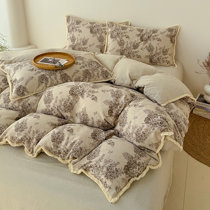 91家纺网 家纺一手货源 找家纺 竹合家纺 2026高克重流苏色织亚麻复古侘寂风小布袋四件套（零售价格不可低于148元） 流苏雨露麻-墨尔本