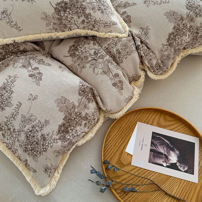 91家纺网 家纺一手货源 找家纺 竹合家纺 2026高克重流苏色织亚麻复古侘寂风小布袋四件套（零售价格不可低于148元） 流苏雨露麻-墨尔本