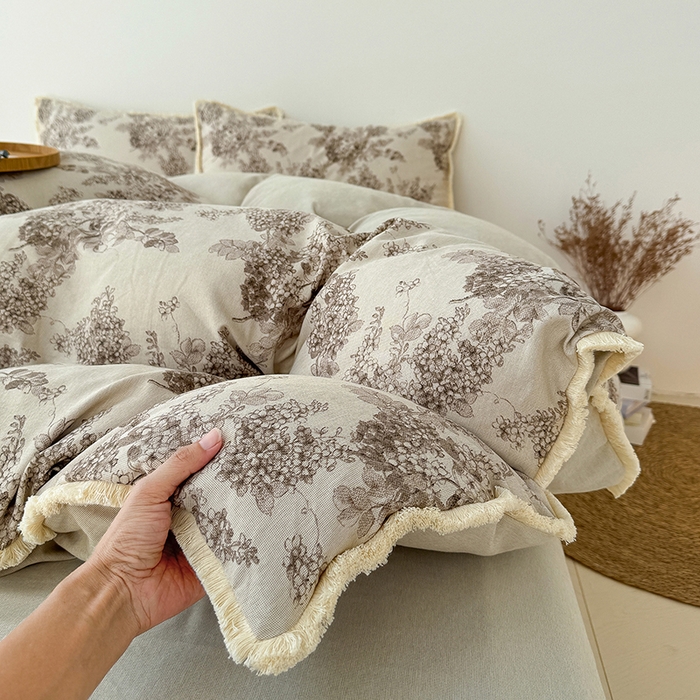 91家纺网 家纺一手货源 找家纺 竹合家纺 2026高克重流苏色织亚麻复古侘寂风小布袋四件套（零售价格不可低于148元） 流苏雨露麻-墨尔本