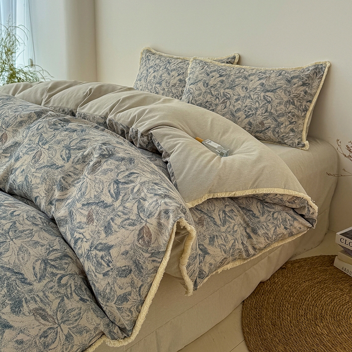 91家纺网 家纺一手货源 找家纺 竹合家纺 2026高克重流苏色织亚麻复古侘寂风小布袋四件套（零售价格不可低于148元） 流苏雨露麻-墨君