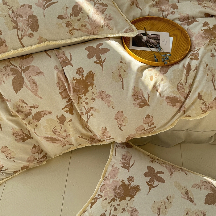 91家纺网 家纺一手货源 找家纺 竹合家纺 2026高克重流苏色织亚麻复古侘寂风小布袋四件套（零售价格不可低于148元） 流苏雨露麻-雪绒花